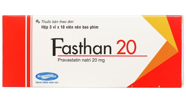 Fasthan 20mg trị rối loạn lipid máu, dự phòng biến cố tim mạch (3 vỉ x 10 viên)