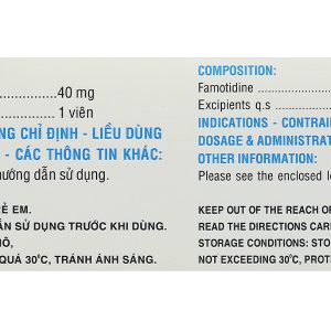 Fatodin 40 trị loét dạ dày, tá tràng (10 vỉ x 10 viên)