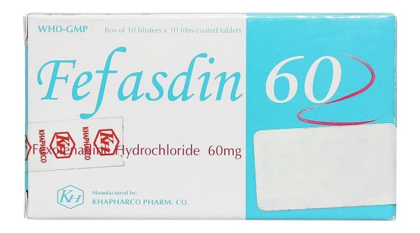 Fefasdin 60 điều trị viêm mũi dị ứng, mày đay (10 vỉ x 10 viên)