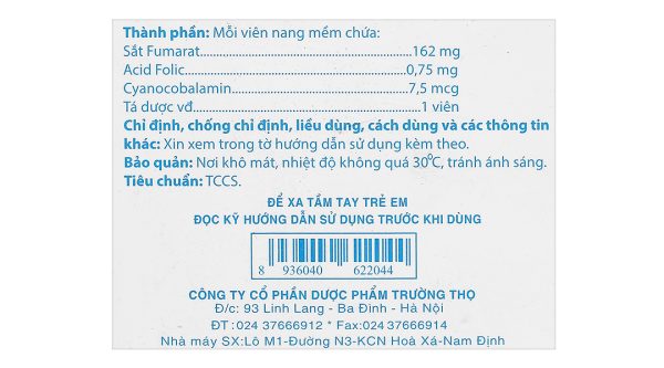 Feliccare phòng và trị thiếu máu tổng quát (10 vỉ x 10 viên)