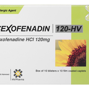 Fexofenadin 120-HV giảm triệu chứng của bệnh viêm mũi dị ứng (10 vỉ x 10 viên)