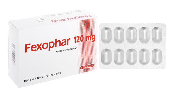 Fexophar 120mg trị viêm mũi dị ứng, dị ứng da, nổi mề đay (5 vỉ x 10 viên)