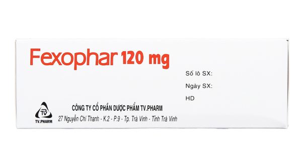 Fexophar 120mg trị viêm mũi dị ứng, dị ứng da, nổi mề đay (5 vỉ x 10 viên)
