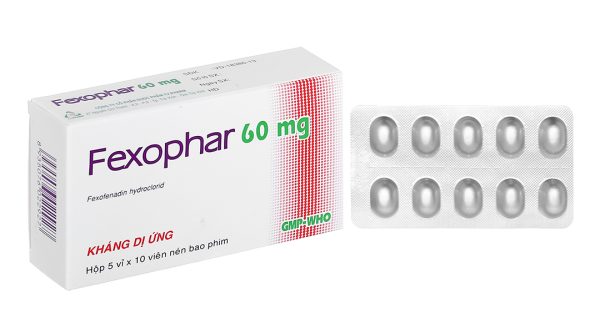 Fexophar 60mg trị viêm mũi dị ứng, dị ứng da, nổi mề đay (5 vỉ x 10 viên)