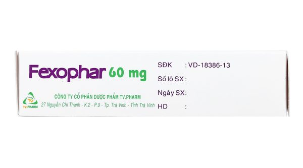 Fexophar 60mg trị viêm mũi dị ứng, dị ứng da, nổi mề đay (5 vỉ x 10 viên)