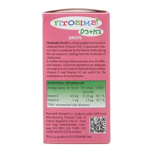 Siro Fitobimbi D3+K2 hỗ trợ hấp thu canxi cho bé chai 30ml
