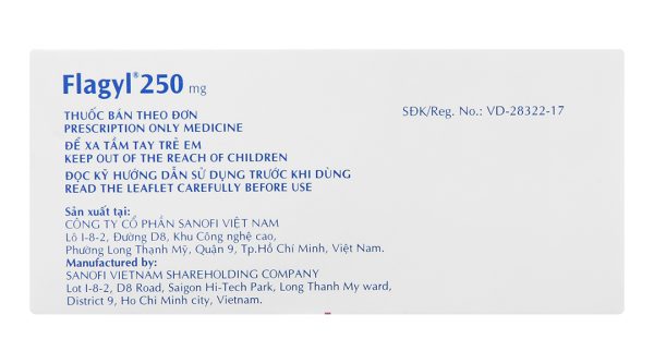 Flagyl 250mg trị nhiễm khuẩn (2 vỉ x 10 viên)