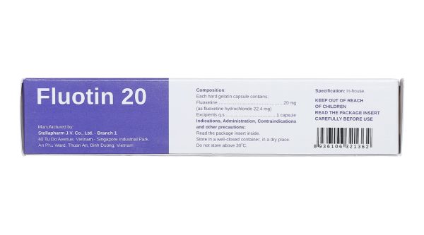 Fluotin 20 trị trầm cảm, rối loạn tiền kinh nguyệt (2 vỉ x 10 viên)