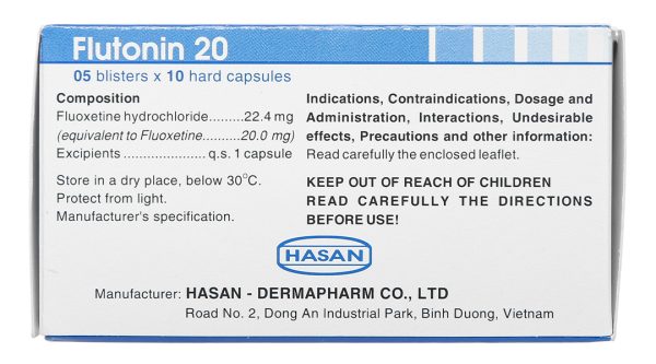 Flutonin 20 trị trầm cảm, rối loạn lưỡng cực (5 vỉ x 10 viên)