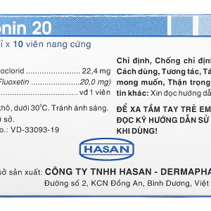 Flutonin 20 trị trầm cảm, rối loạn lưỡng cực (5 vỉ x 10 viên)