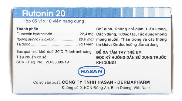Flutonin 20 trị trầm cảm, rối loạn lưỡng cực (5 vỉ x 10 viên)