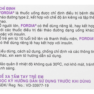 Fordia 850mg trị đái tháo đường type 2 kết hợp ăn kiêng và thể thao (10 vỉ x 10 viên)