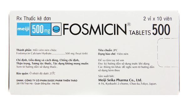 Fosmicin Tablets 500 trị nhiễm khuẩn (2 vỉ x 10 viên)