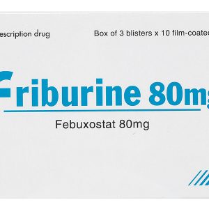 Friburine 80mg trị tăng acid uric huyết ở bệnh nhân bị gout mạn tính (3 vỉ x 10 viên)
