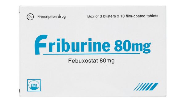 Friburine 80mg trị tăng acid uric huyết ở bệnh nhân bị gout mạn tính (3 vỉ x 10 viên)