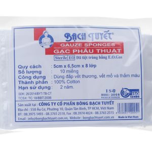 Gạc phẫu thuật Bạch Tuyết túi 10 miếng (5cm x 6.5cm x 8 lớp)