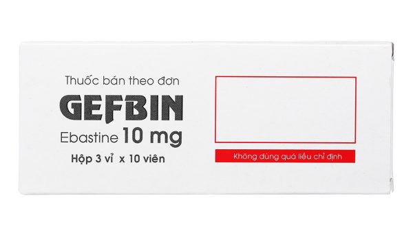 Gefbin 10mg trị viêm mũi dị ứng, nổi mày đay vô căn mạn tính (3 vỉ x 10 viên)