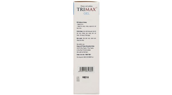 Gel Trimax giúp giảm các triệu chứng đau rát, sưng, nóng do trĩ gây ra tuýp 20g