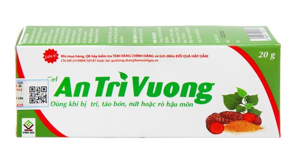 Gel bôi An Trĩ Vương làm dịu và săn se da trong trường hợp trĩ, táo bón tuýp 20g