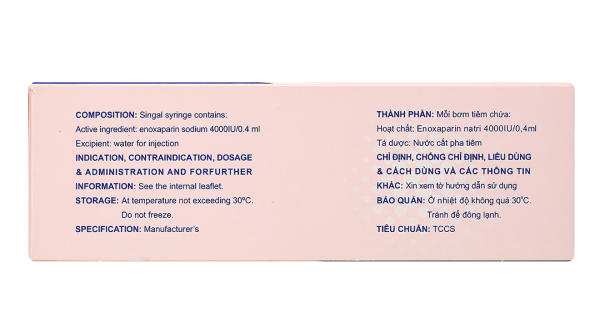 Dung dịch tiêm Gemapaxane 4000 UI/0,4 ml dự phòng, trị huyết khối (6 bơm tiêm x 0,4 ml)