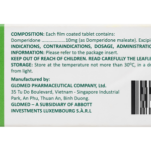 Glomoti-M 10mg trị triệu chứng nôn và buồn nôn (10 vỉ x 10 viên)