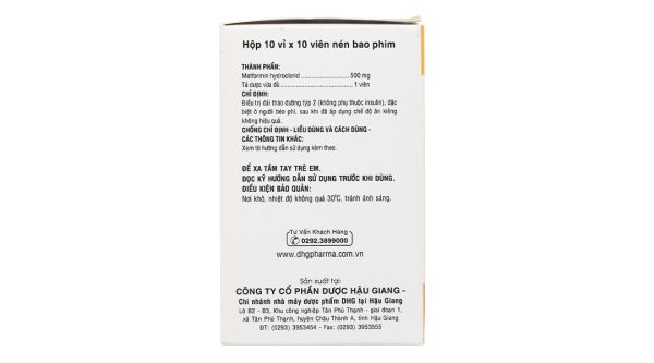 Glumeform 500 trị đái tháo đường tuýp 2 (10 vỉ x 10 viên)