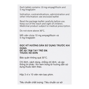 Glyxambi 10mg/5mg trị đái tháo đường tuýp 2 (3 vỉ x 10 viên)