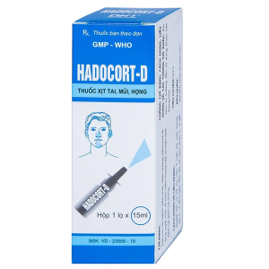 Thuốc xịt tai, mũi, họng Hadocort-D chống viêm, dị ứng mạnh chai 15ml