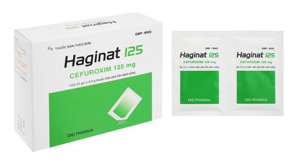 Cốm pha hỗn dịch uống Haginat 125 trị nhiễm khuẩn do vi khuẩn nhạy cảm (24 gói x 3.5g)