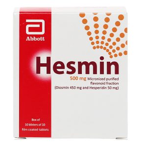 Hesmin 500mg trị trĩ, suy tĩnh mạch - mạch bạch huyết (10 vỉ x 10 viên)