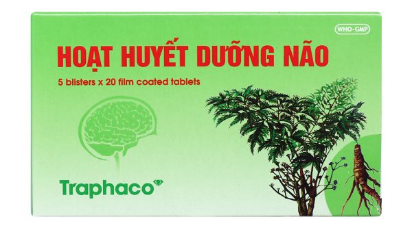 Viên bao phim Hoạt Huyết Dưỡng Não Traphaco giúp cải thiện trí nhớ (5 vỉ x 20 viên)