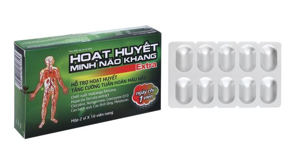 Hoạt huyết Minh Não Khang Extra giúp tăng cường tuần hoàn máu não hộp 20 viên