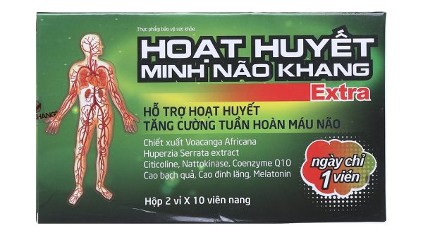 Hoạt huyết Minh Não Khang Extra giúp tăng cường tuần hoàn máu não hộp 20 viên