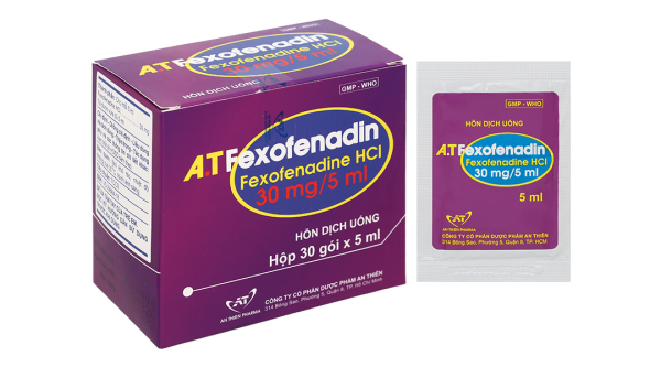 Hỗn dịch uống A.T Fexofenadin 30mg/5ml trị viêm mũi dị ứng, mày đay (30 gói x 5ml)