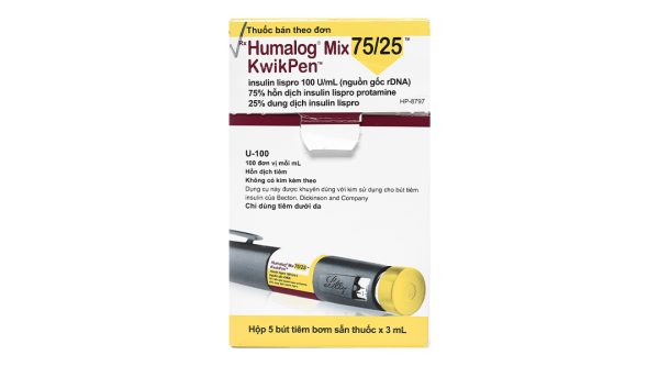 Bút tiêm Humalog Mix 75/25 KwikPen 100IU/ml trị đái tháo đường (5 cây x 3ml)