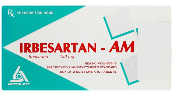 Irbesartan-AM 150mg trị tăng huyết áp (2 vỉ x 10 viên)