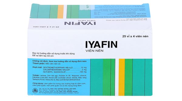 Iyafin giảm ho, tan đàm trong bệnh lý hô hấp (25 vỉ x 4 viên)