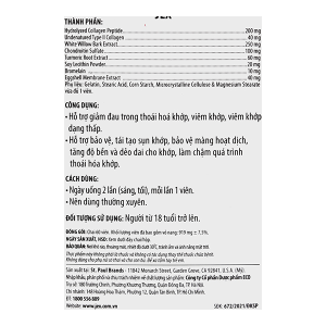 Ecogreen Jex Natural Joint Pain Relief bảo vệ, tái tạo sụn khớp chai 60 viên