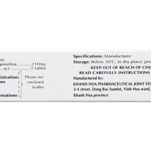 Kasiod 210mg trị lỵ amid đường ruột, tiêu chảy (4 vỉ x 25 viên)