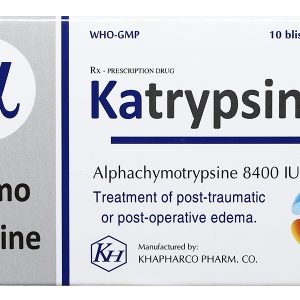 Katrypsin Fort 8400IU trị phù nề sau chấn thương, phẩu thuật, bỏng (10 vỉ x 10 viên)