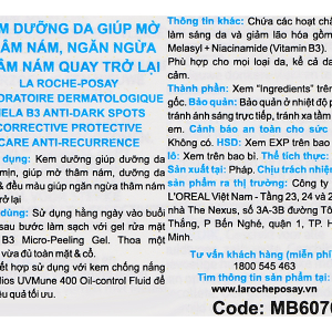 Kem dưỡng La Roche Posay Mela B3 dưỡng sáng da, mờ thâm nám tuýp 40ml