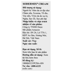 Kem Sodermix trị sẹo, viêm da cơ địa tuýp 15g