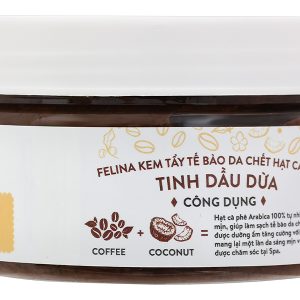 Kem tẩy tế bào chết Felina hạt cà phê & tinh dầu dừa hũ 220g