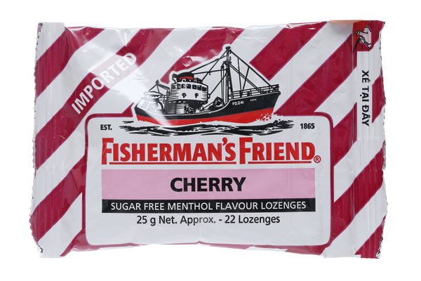 Kẹo cay Con Tàu Fisherman's Friend không đường vị cherry & menthol gói 25g