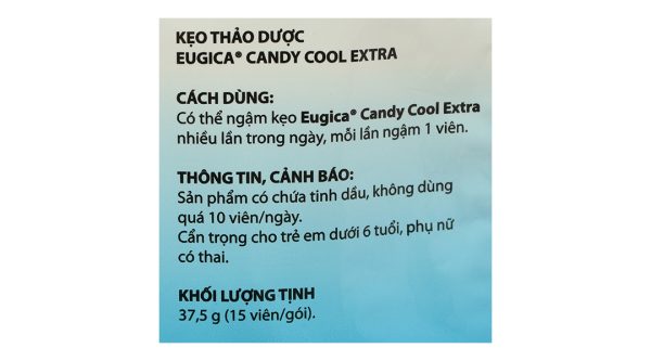 Kẹo ngậm thảo dược Eugica Candy Cool Extra giảm đau họng gói 15 viên