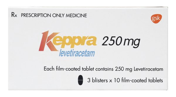 Keppra 250mg trị các cơn động kinh (3 vỉ x 10 viên)