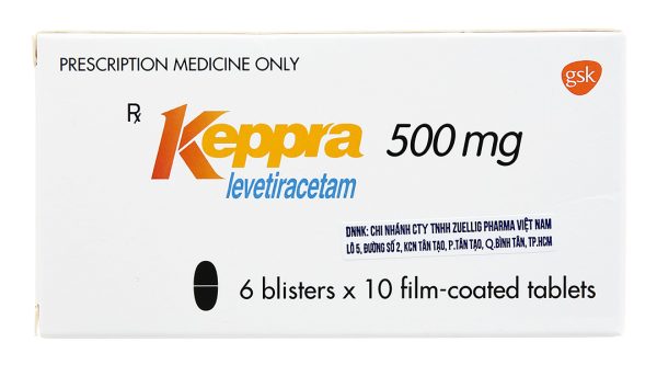 Keppra 500mg trị các cơn động kinh (6 vỉ x 10 viên)