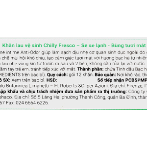 Khăn ướt vệ sinh vùng kín Chilly Fresco se lạnh, làm sạch khử mùi gói 12 miếng