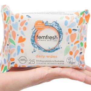 Khăn ướt vệ sinh vùng kín hàng ngày Femfresh Intimate Skin Care Daily Wipes gói 25 miếng