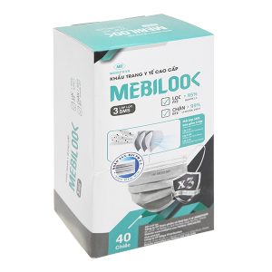 Khẩu trang y tế Mebilook 3 lớp màu trắng hộp 40 cái